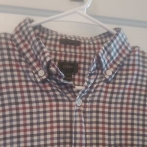 J. Crew Red and White Checkered Casual Button Down Shirt